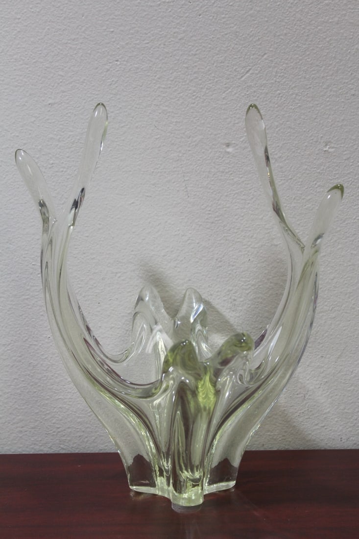 An Art form Vase/Bowl: large - clear glass - 14 1/2" tall