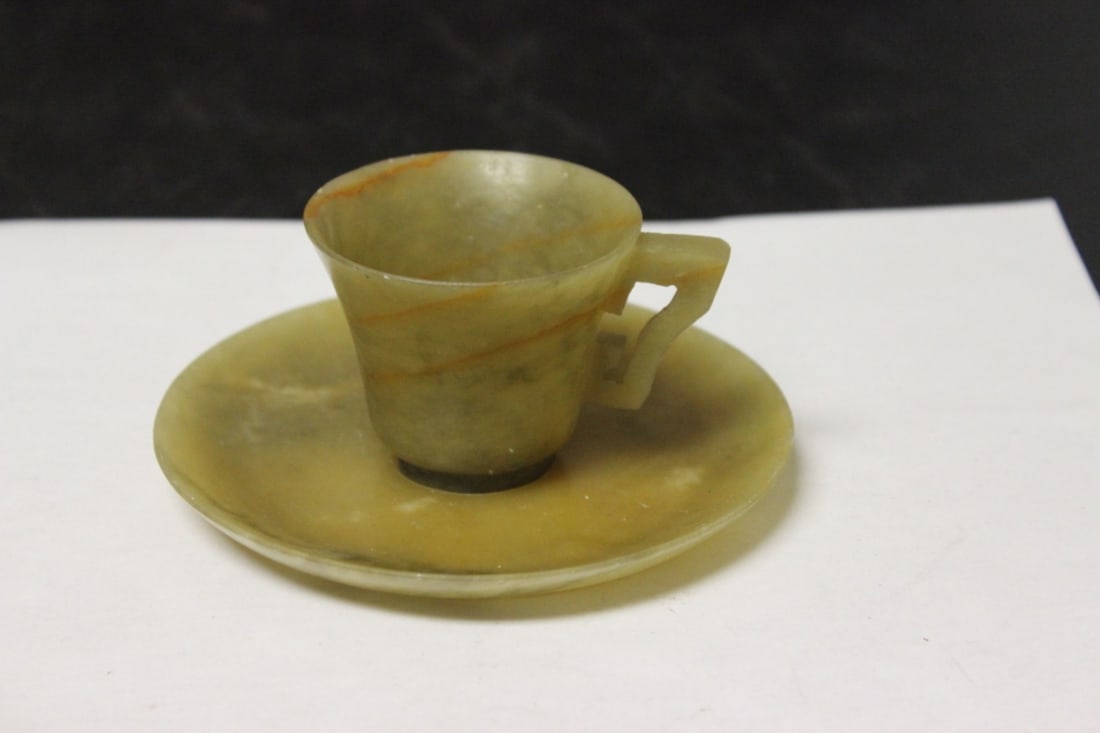 A Chinese Jade Cup and Saucer: Saucer 4 3/4" inches in diameter
