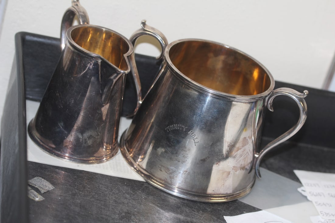 Elkington and Son Silverplate Sugar and Creamer: sugar container = 4" tall by 5" bottom diameter