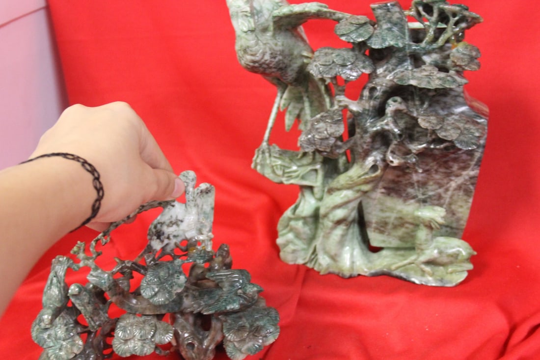 A Jade Urn: restored - needs to be redone as lid will not fit - 9 1/2" tall