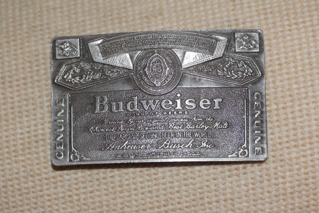 Budweiser Belt Buckle: 3 5/8" across