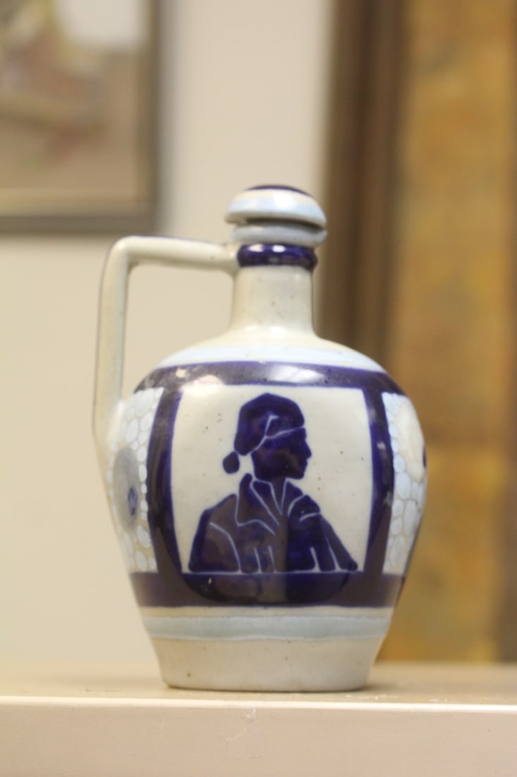 Very Rare Sevres Blue and White Pottery Jug: with lid - early 20th century (possibly older) - please note: lid seems to be glued on - 8 inches tall