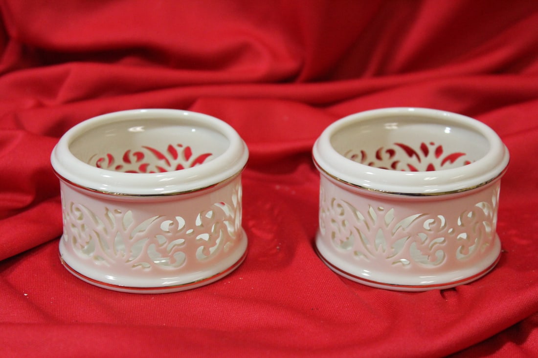 A Pair of Lenox Candle Holders: 2 3/4" in diameter