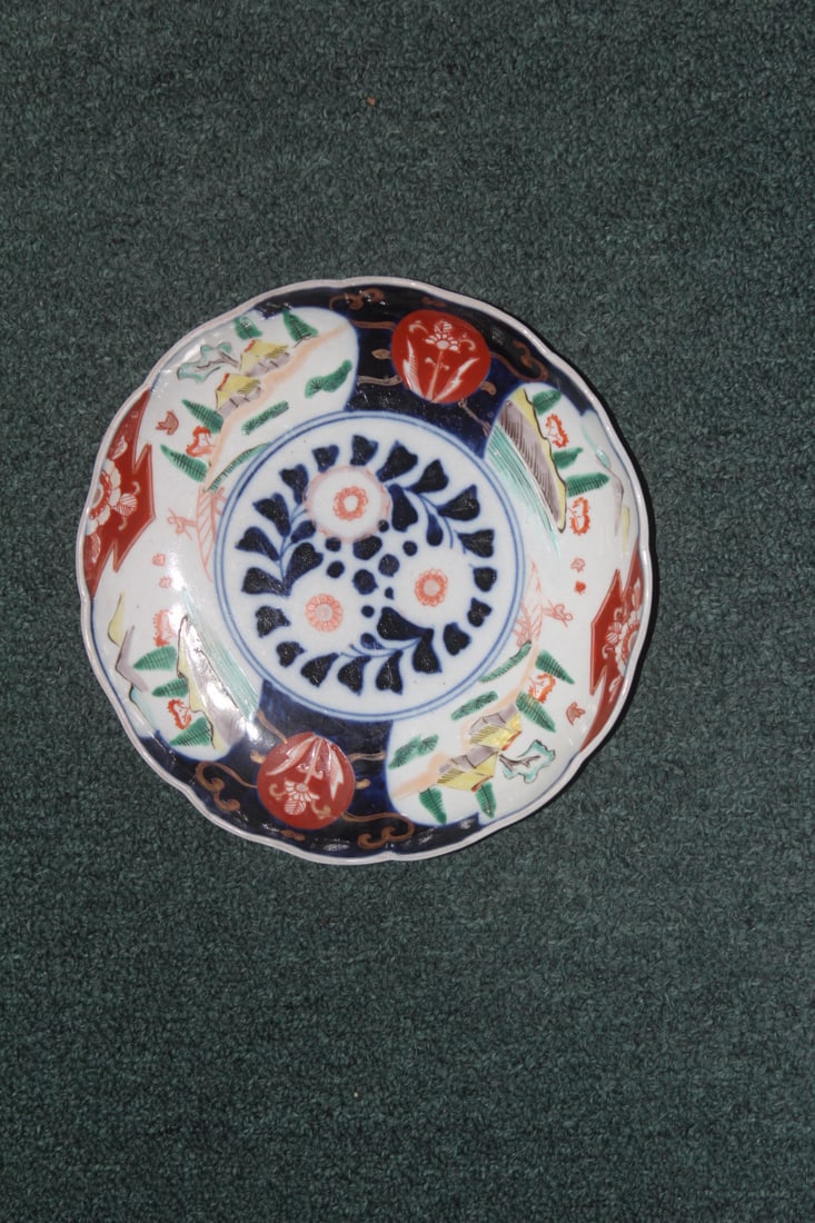 Antique Imari Plate: 19th century - 8 5/8" in diameter - please note: tight hair line as shown - there is a manufacturer's defect on base rim as shown also