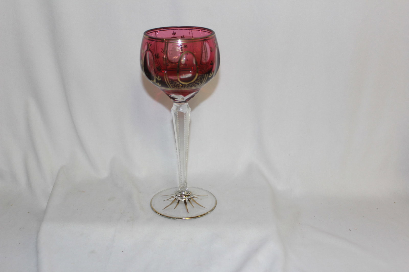 A Ruby Red Cut Glass Goblet (1 of 6)