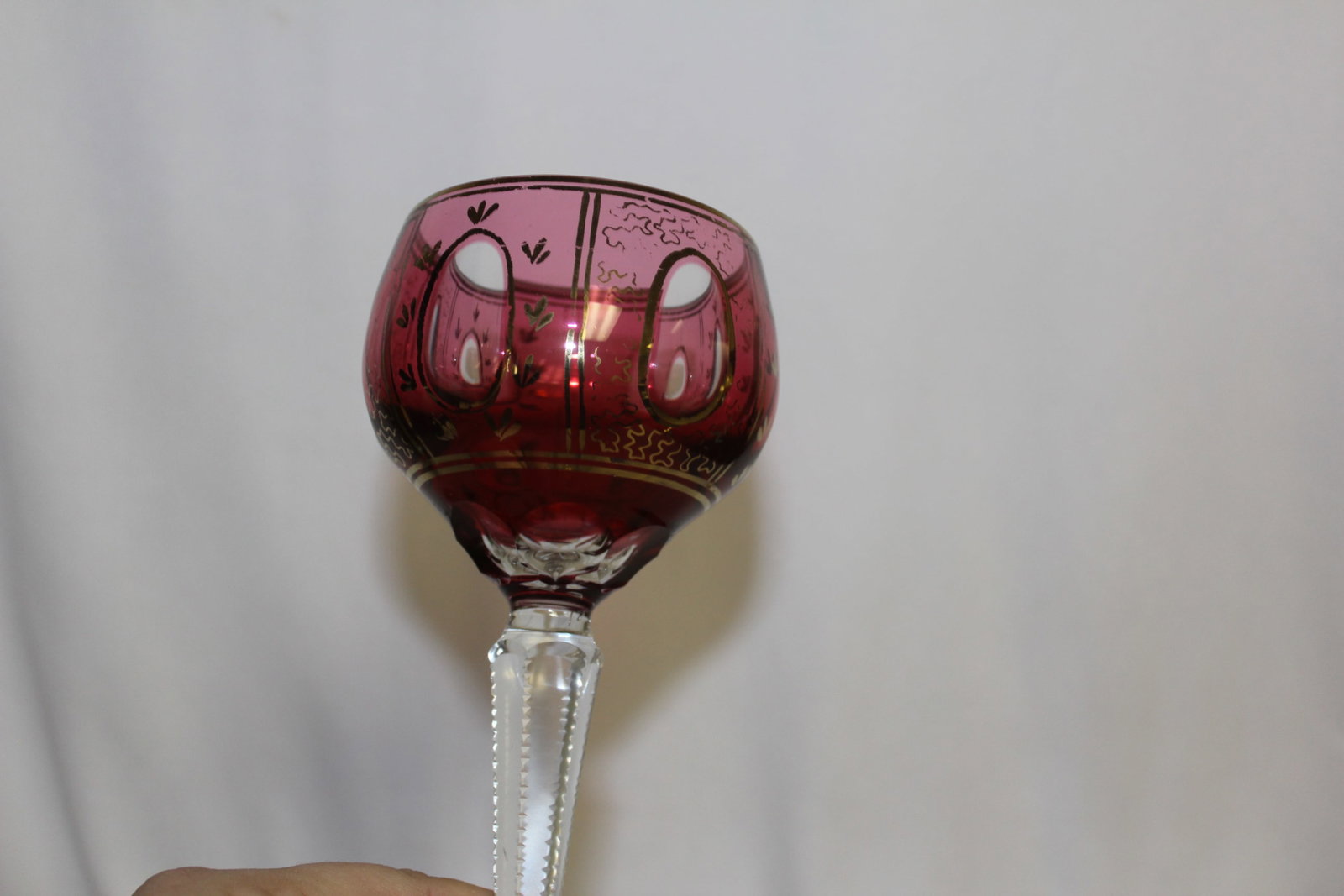 A Ruby Red Cut Glass Goblet - 4