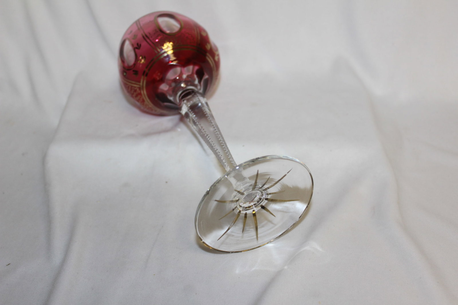 A Ruby Red Cut Glass Goblet - 6