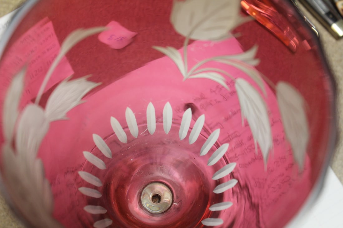 Ruby Red Cut Glass Vase - 6