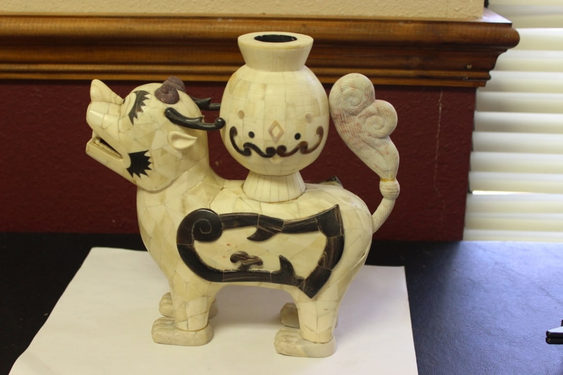 A Bone Foo Dog: Approximately 9 inches tall - nice decorative piece