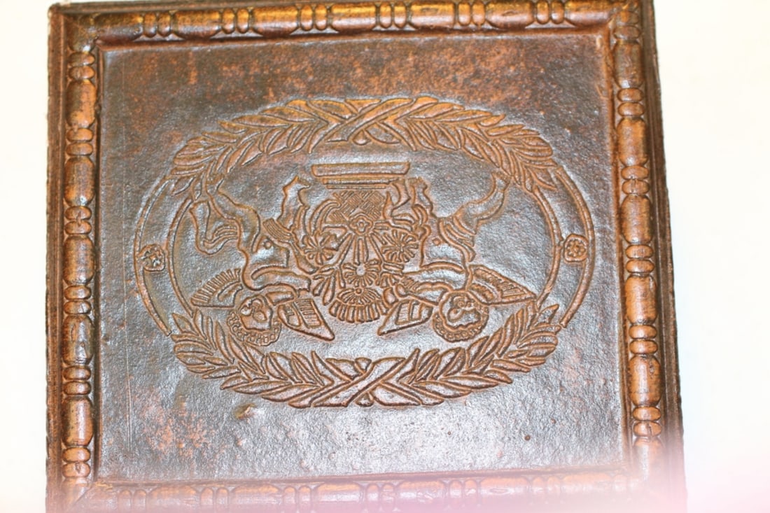 A Decorative Faux Leather Box: 6 3/4" x 6" x 3 1/2"