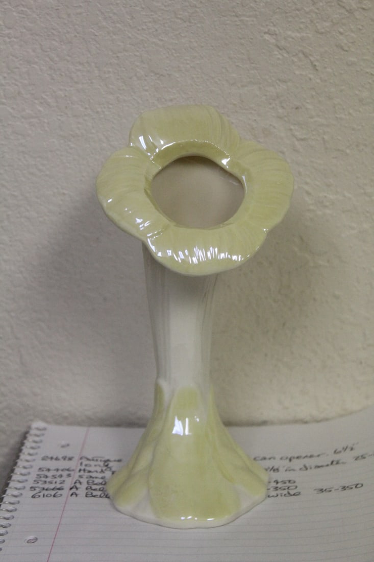 A Belleek Sunflower Form Vase: 8" tall
