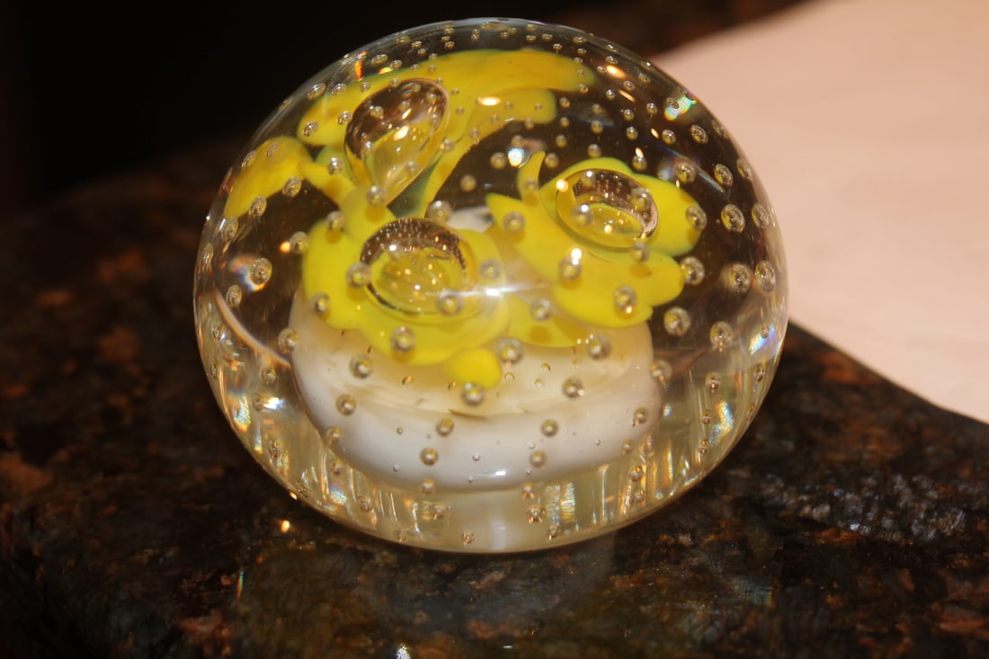 Art Glass Control Bubble Paperweight: 3 3/4" in diameter