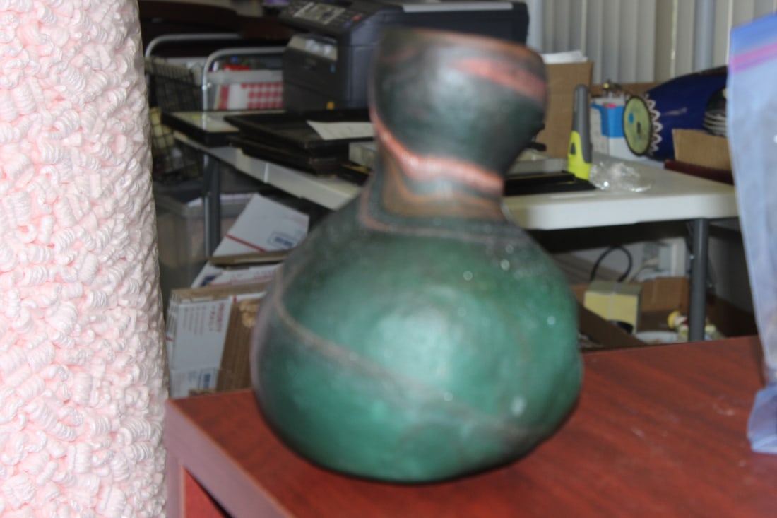 A Molded Art Glass Vase: 9" tall