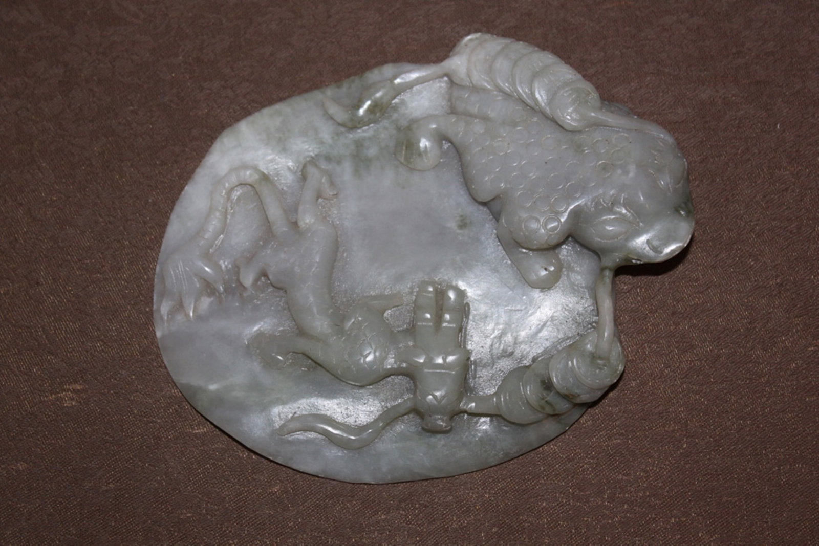Chinese Jade Plaque: 6" wide at the widest point.