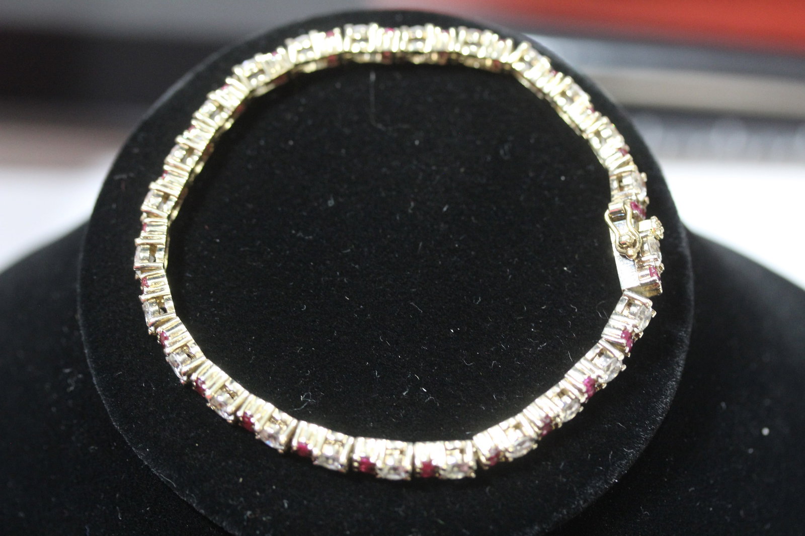 A Sterling and Stone Bracelet: measures 7 1/2" unclasped