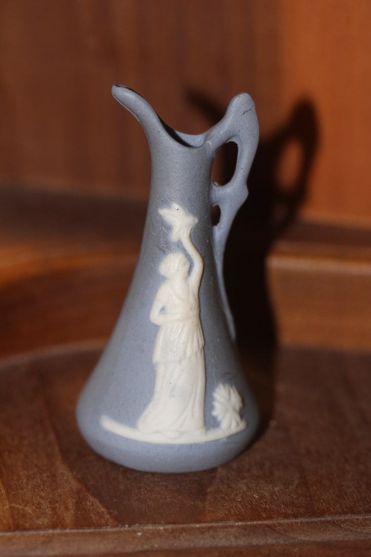 A Look-a-like Jasperware Ewer: 3 1/4" tall