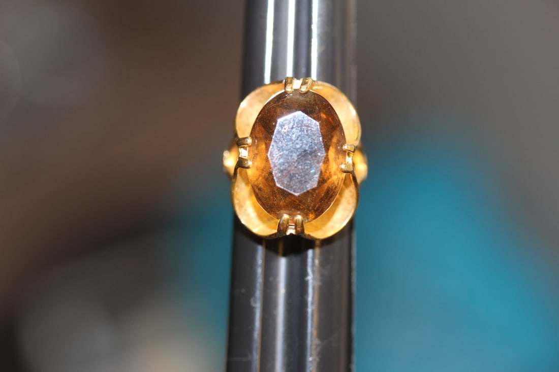 Gold Filled and Large Stone Ring: as shown