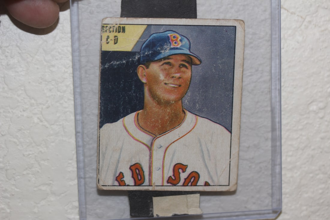 Joe Dobson Baseball Card: 1950 Bowman card - with a cut out signature