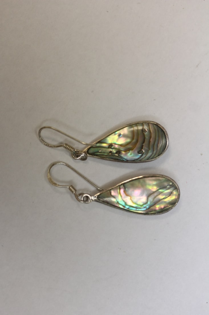 Pair of Abalone and Sterling Earring: as shown