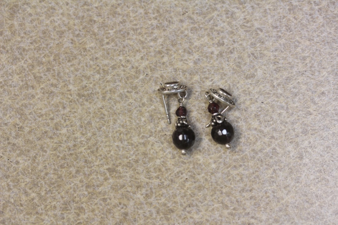 Sterling and Gemstone Pair of Earrings: as shown