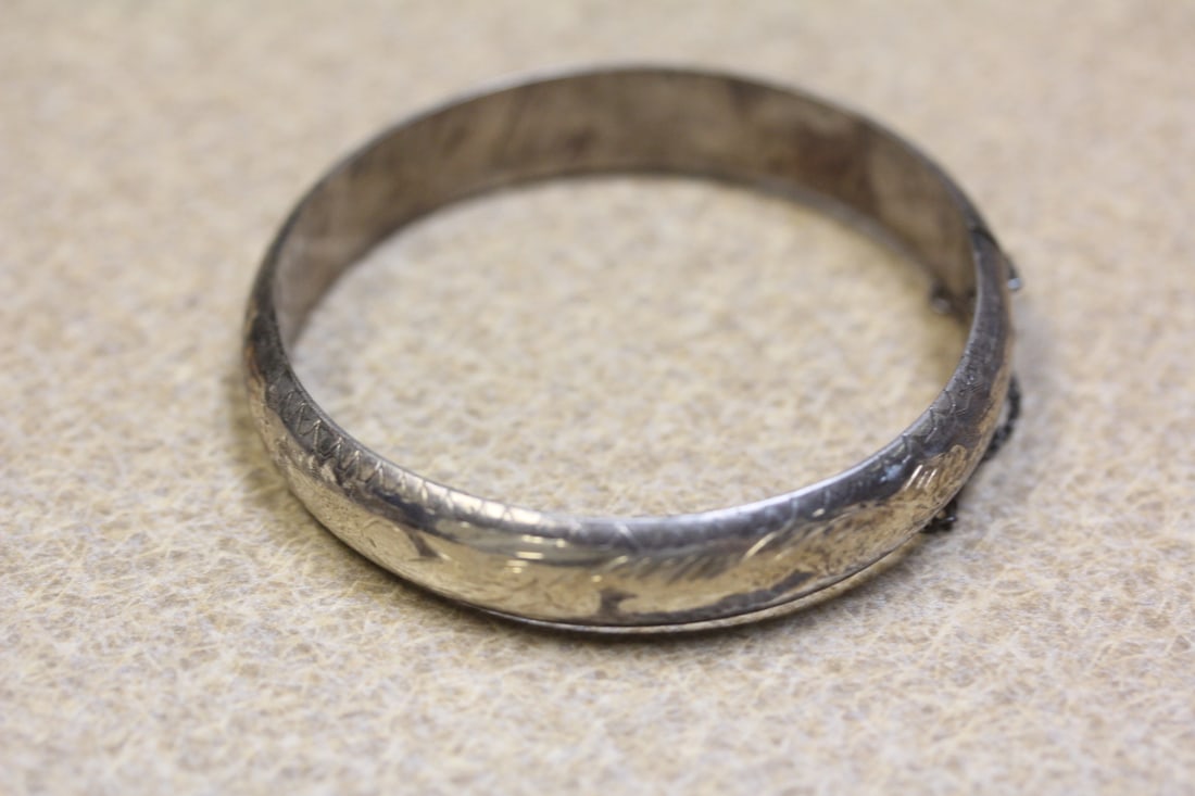 Sterling Bangle Bracelet: most likely Asian - marked 925