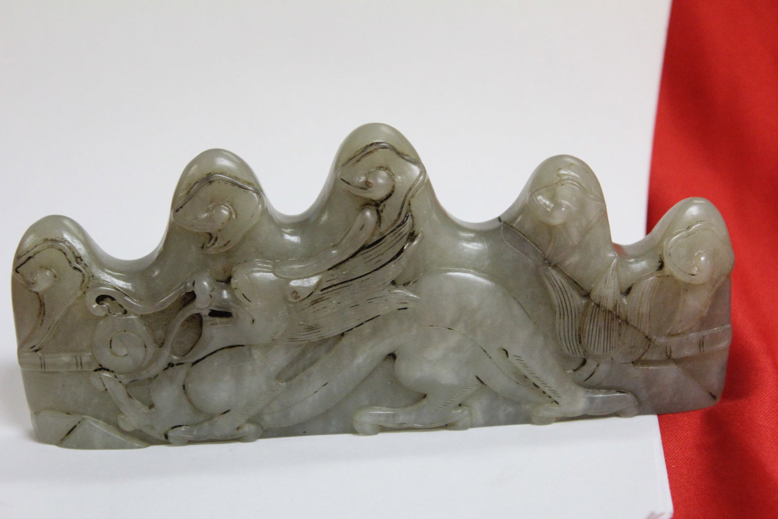 A Signed Jade Brush Rest