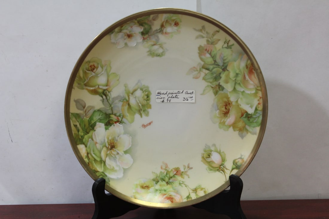 An Artist Signed Austrian Plate: hand painted - 9" in diameter