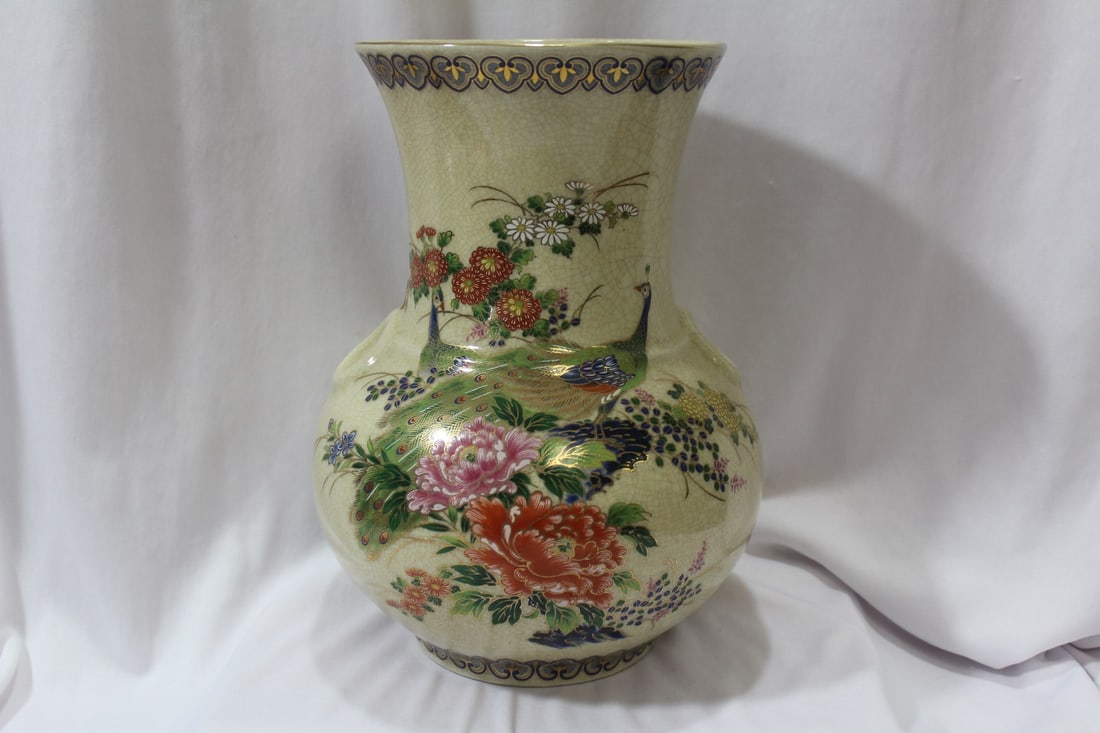 A Japanese Satsuma Vase: 10" tall - signed
