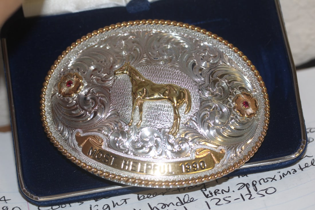 Montana Silversmith Belt Buckle: silver and gold plated - boxed - rare