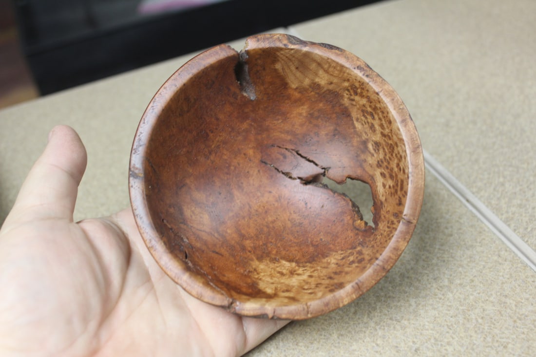 A Cherry Wooden Bowl: signed - artist unknown - 4 3/8" in diameter
