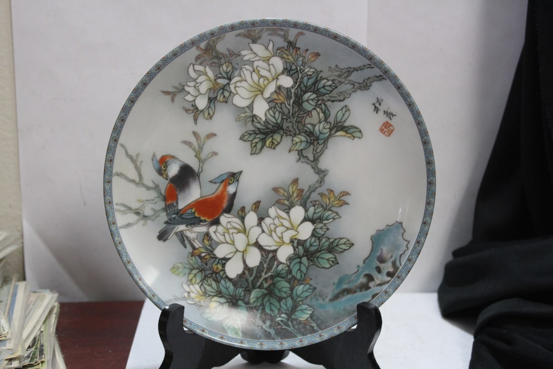 A Handpainted, Signed Chinese Plate: with box and COA - 8 5/8" in diameter