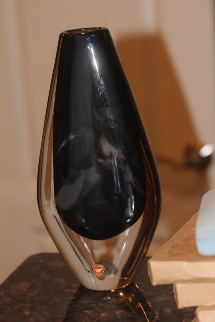 Orrefors Art Glass Vase: signed - mid century, modern - 10 1/4" tall