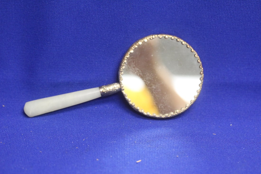 A Jade Handle Chinese Mirror: 5 5/8" long