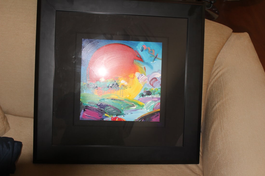 Peter Max Media: overall= 23" x 23" - sight= 11" x 11" - with original receipt and certification with purchaser's photograph and Peter Max himself - rare with these provanance