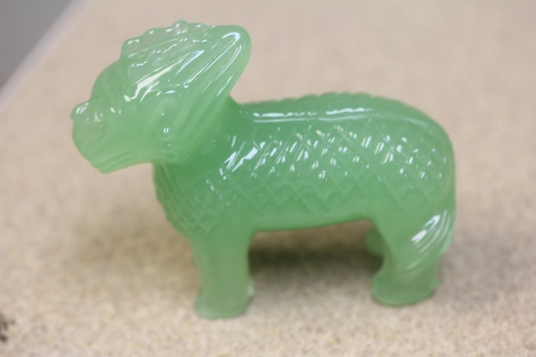 Chinese Green Glass Kylin: 3 1/4" across