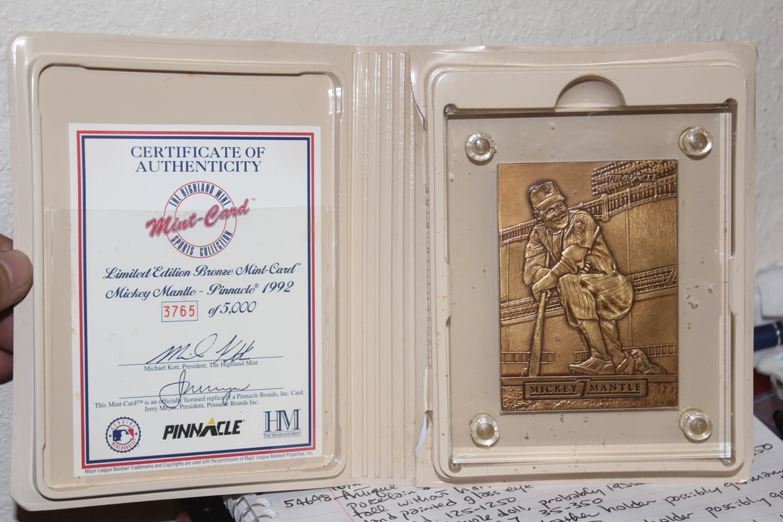 Mickey Mantle Bronze Baseball Card: by Highland Mint - limited edition