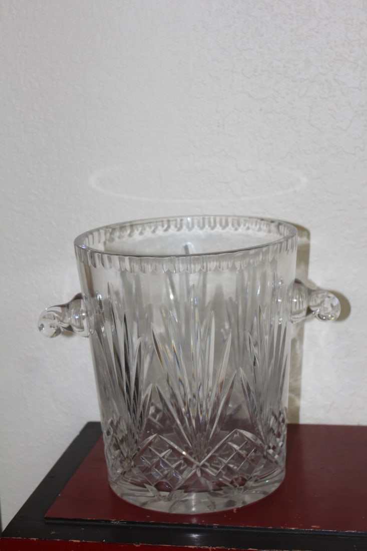 Waterford Cut Glass Ice Bucket: Possible Waterford - Waterford Style or Marquis by Waterford - 9" tall by 7 3/4" inches in diameter without the handle