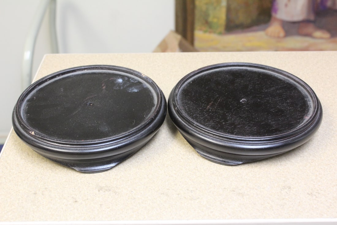 Pair of Chinese Woodstands: inside diameter= 6"
