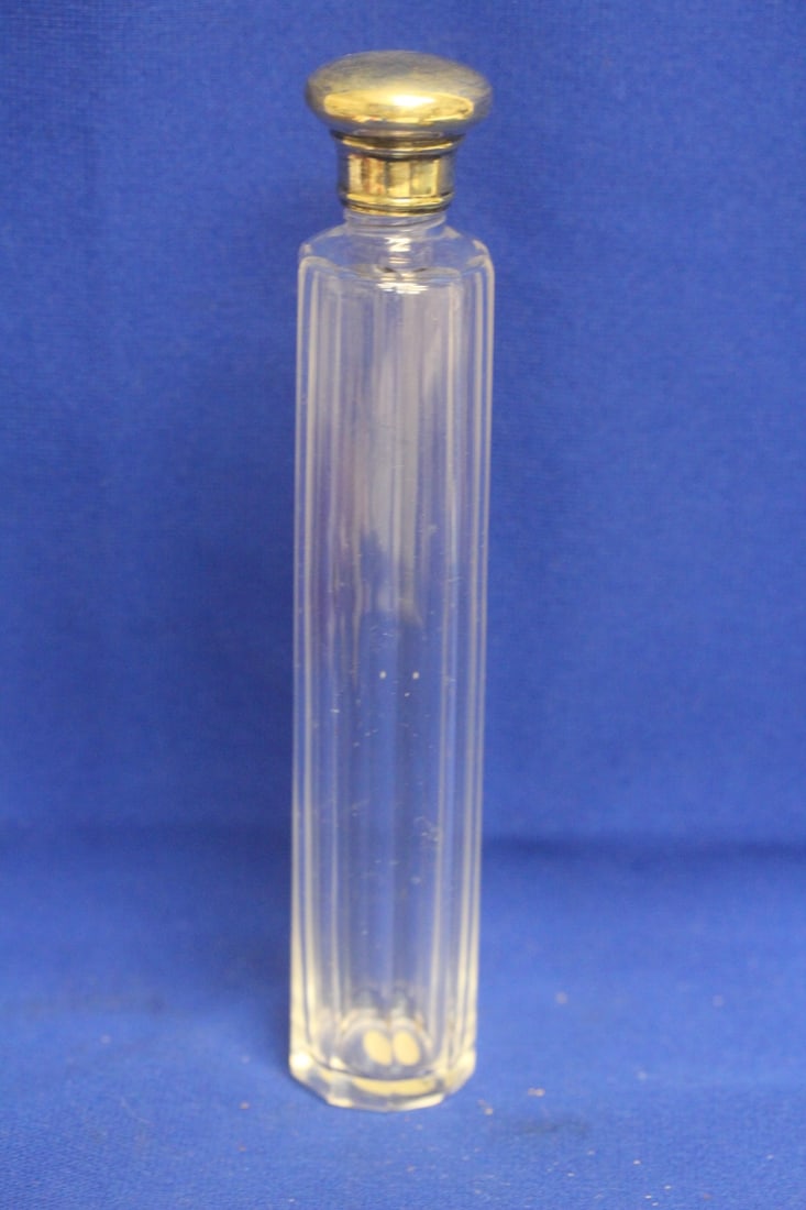 Sterling Top Perfume Bottle Container: 7 1/4" tall