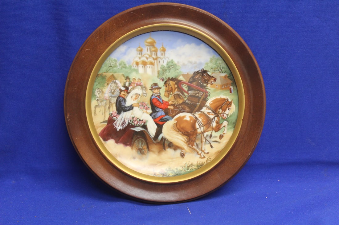 Russian Collector's Plate: Framed - overall= 10" in diameter