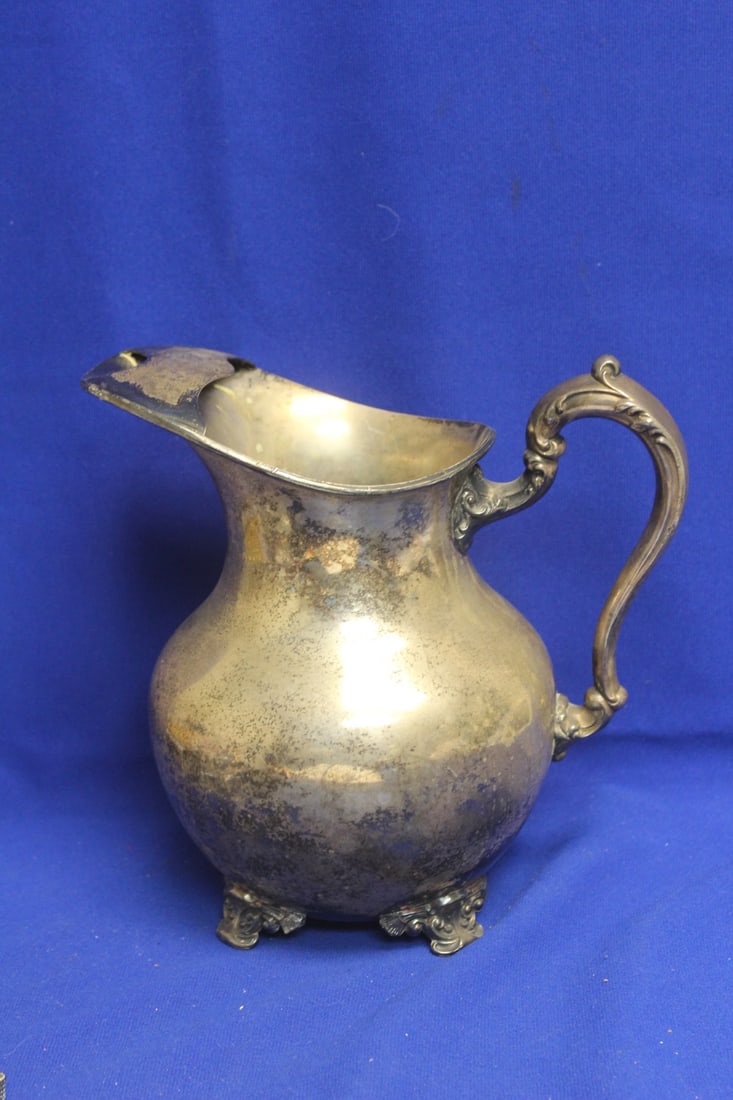 Silverplated Water Pitcher: 9" tall