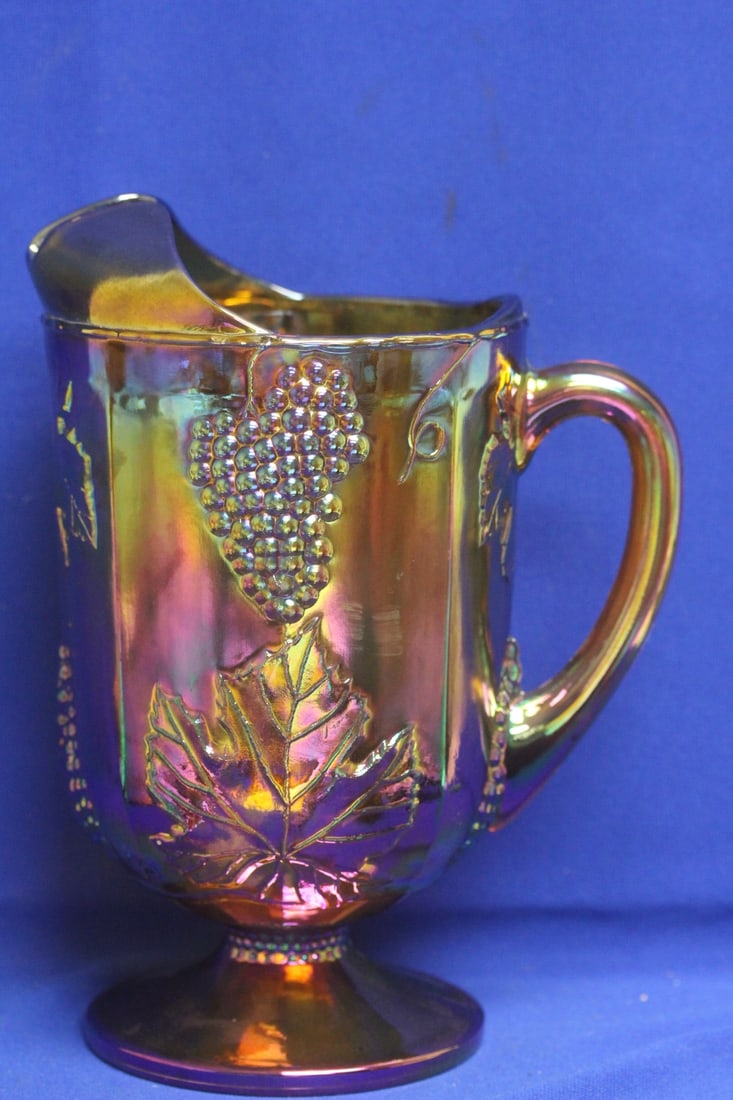Carnival Glass Pitcher: 11 inches tall