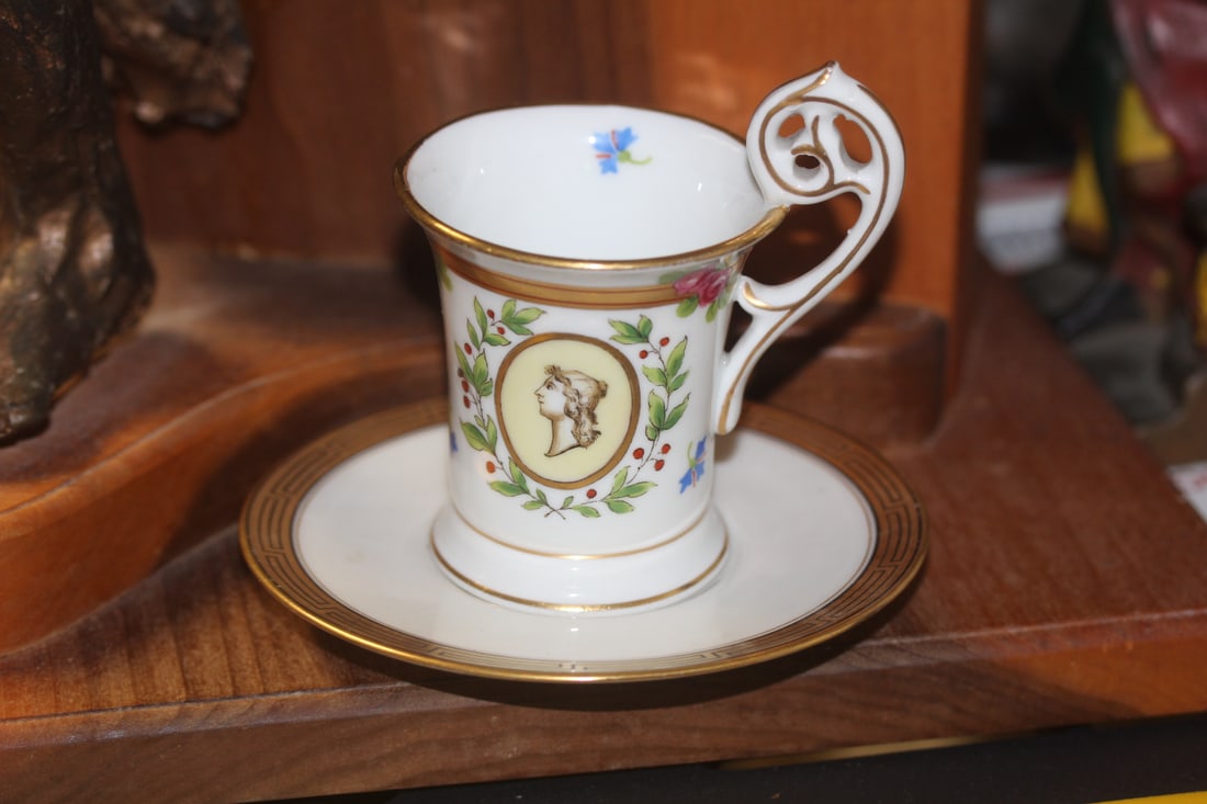 Beautiful Cuo and Saucer: cup= 3 5/8" tall, including the handle