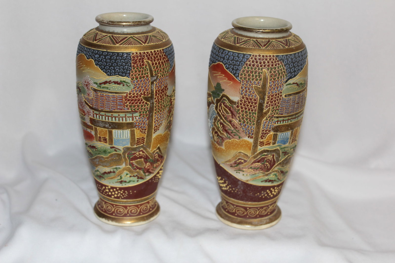 A Pair of Signed Japanese Satsuma Vases (1 of 7)