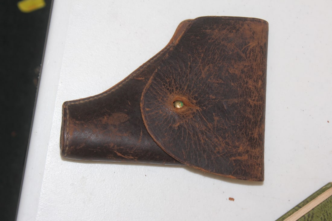 Vintage Leather Gun Holster: 6 1/2" across