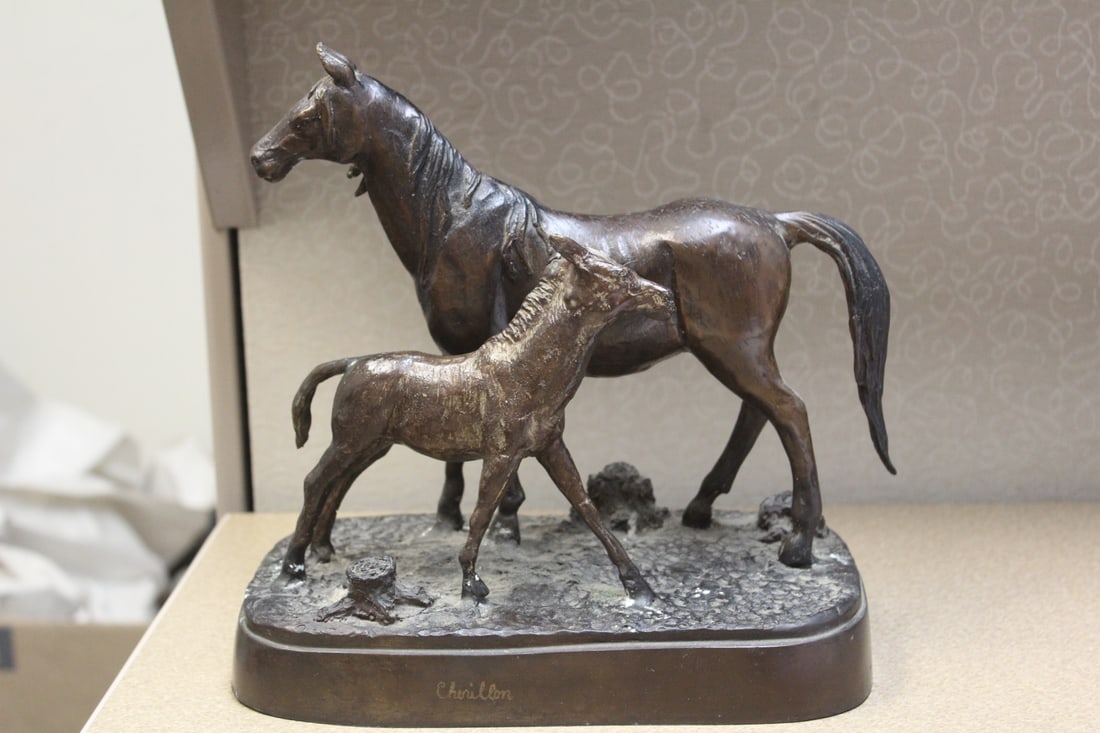 Signed Bronze Horse: approximately 9 1/2" across