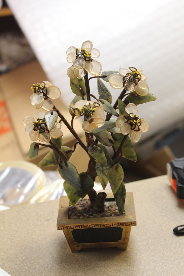 Jade Tree: marked " made in Hong Kong" - 9 inches tall