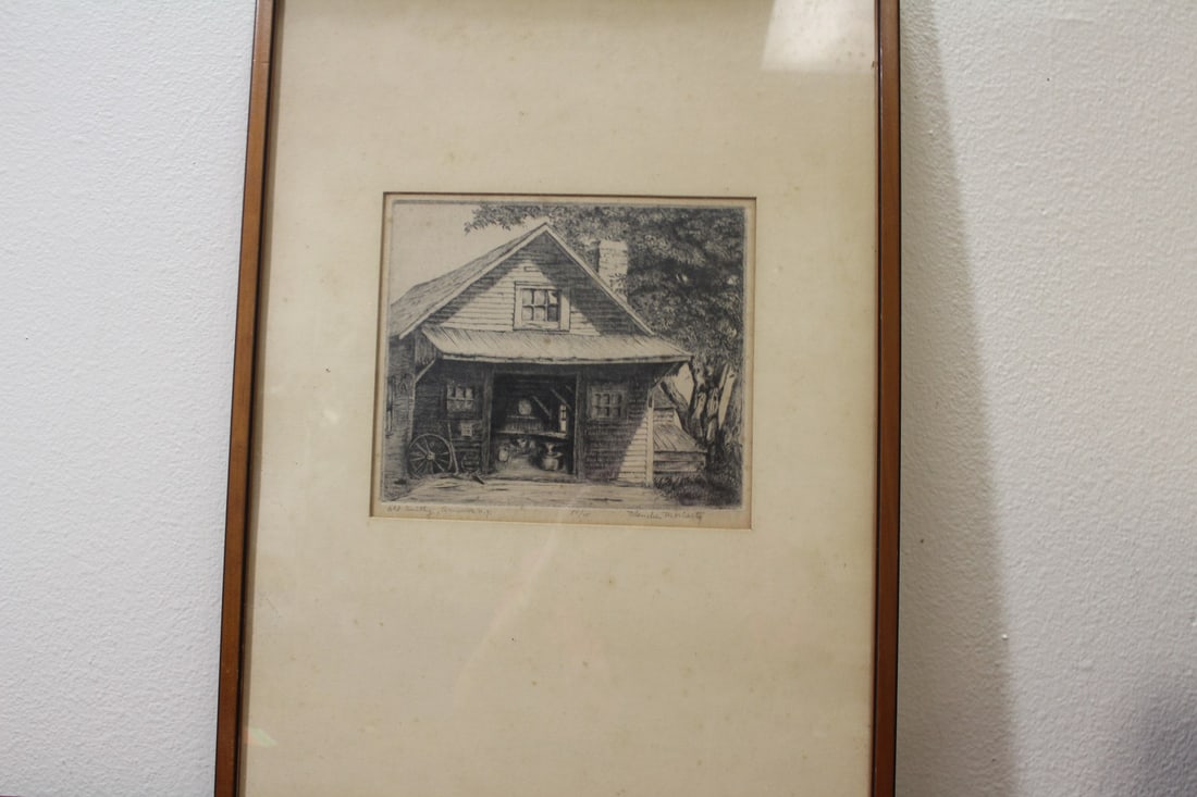 A Signed Blande Moriarty Engraving: title and numbered - framed - overall= 19 1/2" x 14 3/4" - sight= 8 1/8" x 7 1/8"