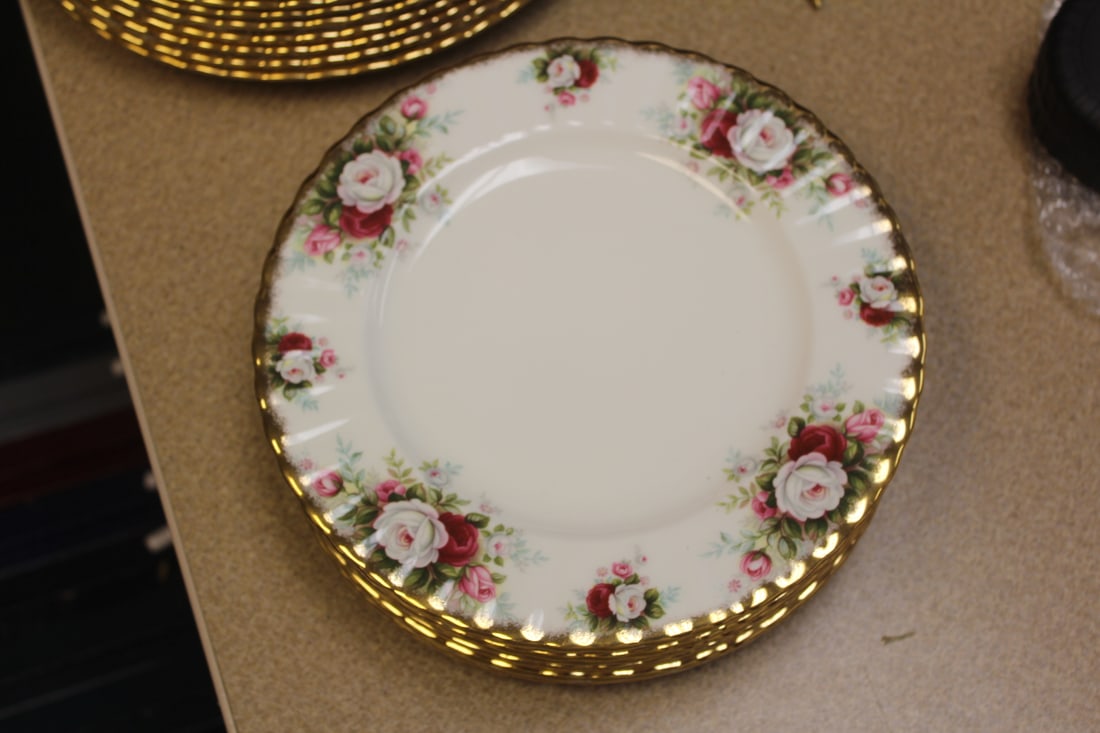 Set of 8 Royal Albert Salad Plates: rose pattern celebration - beautiful - 8 1/4" in diameter