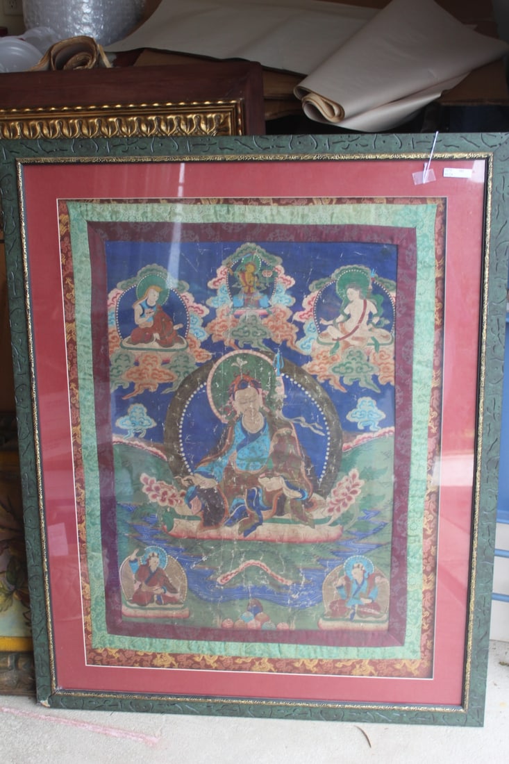 Chinese Tibetan Thanka: framed - 33 3/4" x 42 1/2"